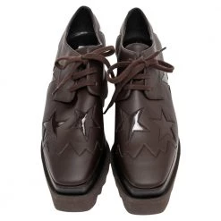 Stella McCartney Brown Faux Leather Elyse Star Sneakers Size 36.5 For Women -Stella McCartney Sales luxury women stella mccartney used shoes p482129 006