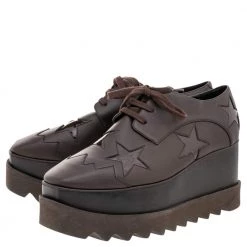 Stella McCartney Brown Faux Leather Elyse Star Sneakers Size 36.5 For Women -Stella McCartney Sales luxury women stella mccartney used shoes p482129 007