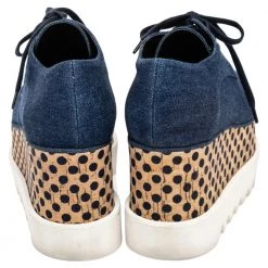 Stella McCartney Blue/Beige Denim And Leather Elyse Platform Sneakers Size 37 For Women -Stella McCartney Sales luxury women stella mccartney used shoes p482142 005