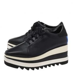Stella McCartney Black Faux Leather Elyse Platform Derby Sneakers Size 37.5 For Women -Stella McCartney Sales luxury women stella mccartney used shoes p482172 004