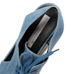 Stella McCartney Blue Cut Out Denim Elyse Lace Up Platform Derby Size 40 For Women -Stella McCartney Sales luxury women stella mccartney used shoes p482570 002