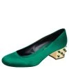 Stella McCartney Green Satin Studded Block Heel Pumps Size 38.5 For Women 2 Stella McCartney Green Satin Studded Block Heel Pumps Size 38.5 For Women -Stella McCartney Sales luxury women stella mccartney used shoes p487946 007