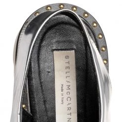Stella McCartney Metallic Silver Faux Leather Odette Slingback Flats Size 37 For Women -Stella McCartney Sales luxury women stella mccartney used shoes p488570 006
