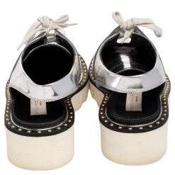 Stella McCartney Metallic Silver Faux Leather Odette Slingback Flats Size 37 For Women -Stella McCartney Sales luxury women stella mccartney used shoes p488570 008