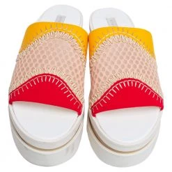 Stella McCartney Multicolor Neoprene Fabric And Lace Platform Slide Sandals Size 40 For Women -Stella McCartney Sales luxury women stella mccartney used shoes p489153 003