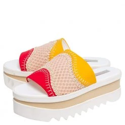 Stella McCartney Multicolor Neoprene Fabric And Lace Platform Slide Sandals Size 40 For Women -Stella McCartney Sales luxury women stella mccartney used shoes p489153 007