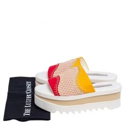 Stella McCartney Multicolor Neoprene Fabric And Lace Platform Slide Sandals Size 40 For Women -Stella McCartney Sales luxury women stella mccartney used shoes p489153 010