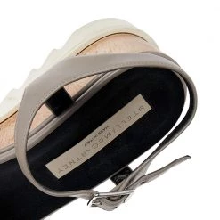 Stella McCartney Grey Faux Leather Wedge Sandals Size 40 For Women -Stella McCartney Sales luxury women stella mccartney used shoes p491766 005