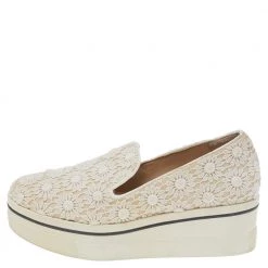 Stella McCartney Cream Floral-lace Slip On Sneakers Size 36 For Women -Stella McCartney Sales luxury women stella mccartney used shoes p492032 001