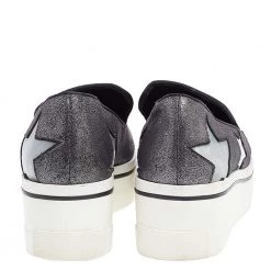 Stella McCartney Metallic Grey Faux Suede And Satin Binx Star Platform Slip On Sneakers Size 38 For Women -Stella McCartney Sales luxury women stella mccartney used shoes p492808 006