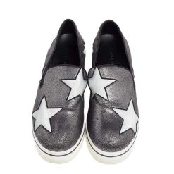Stella McCartney Metallic Grey Faux Suede And Satin Binx Star Platform Slip On Sneakers Size 38 For Women -Stella McCartney Sales luxury women stella mccartney used shoes p492808 1631178060 009