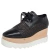 Stella McCartney Black Woven Faux Leather Elyse Platform Derby Sneakers Size 38 For Women -Stella McCartney Sales luxury women stella mccartney used shoes p493015 003