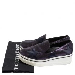 Stella McCartney Metallic Plum/Black Faux Suede And Fabric Binx Star Platform Sneakers Size 38 For Women -Stella McCartney Sales luxury women stella mccartney used shoes p493030 003
