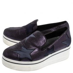 Stella McCartney Metallic Plum/Black Faux Suede And Fabric Binx Star Platform Sneakers Size 38 For Women -Stella McCartney Sales luxury women stella mccartney used shoes p493030 005