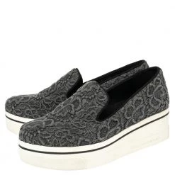 Stella McCartney Grey Embroidered Fabric Lace Slip On Sneakers Size 38 For Women -Stella McCartney Sales luxury women stella mccartney used shoes p493440 002