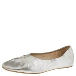 Stella McCartney Silver Faux Leather Ballet Flats Size 36 For Women