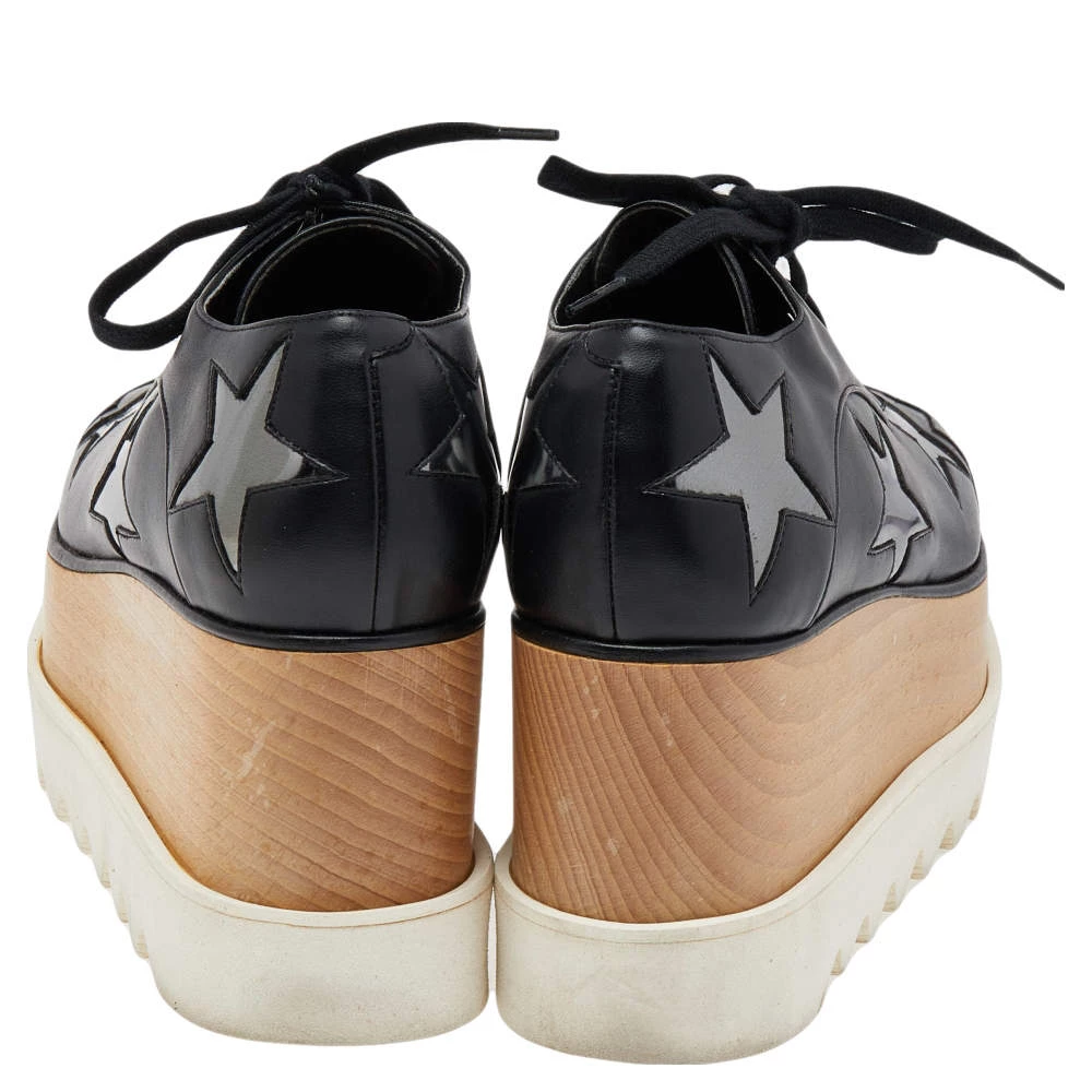 Stella McCartney Black Faux Leather Elyse Platform Sneakers Size 34.5 For Women 7 Stella McCartney Black Faux Leather Elyse Platform Sneakers Size 34.5 For Women - Image 5