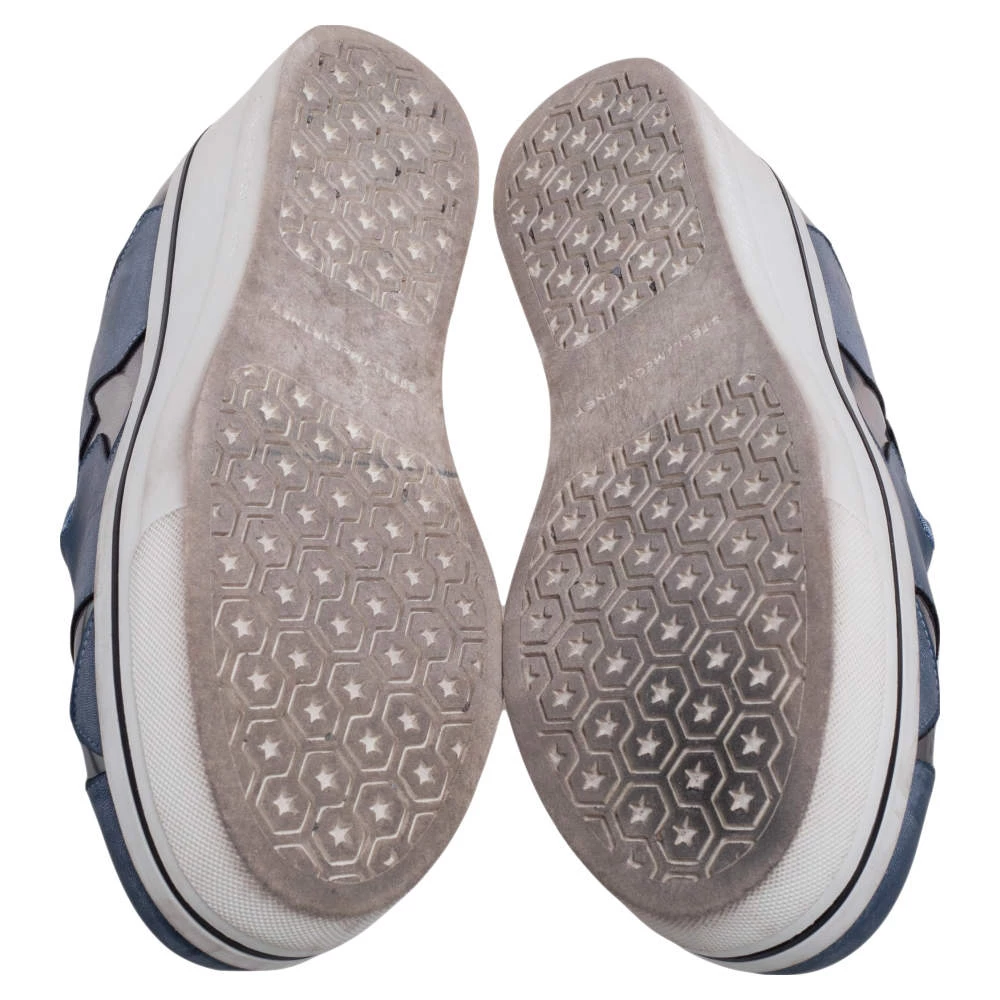 Stella McCartney Blue Faux Leather Binx Star Slip-On Platform Sneakers Size 38 For Women 8 Stella McCartney Blue Faux Leather Binx Star Slip-On Platform Sneakers Size 38 For Women - Image 6