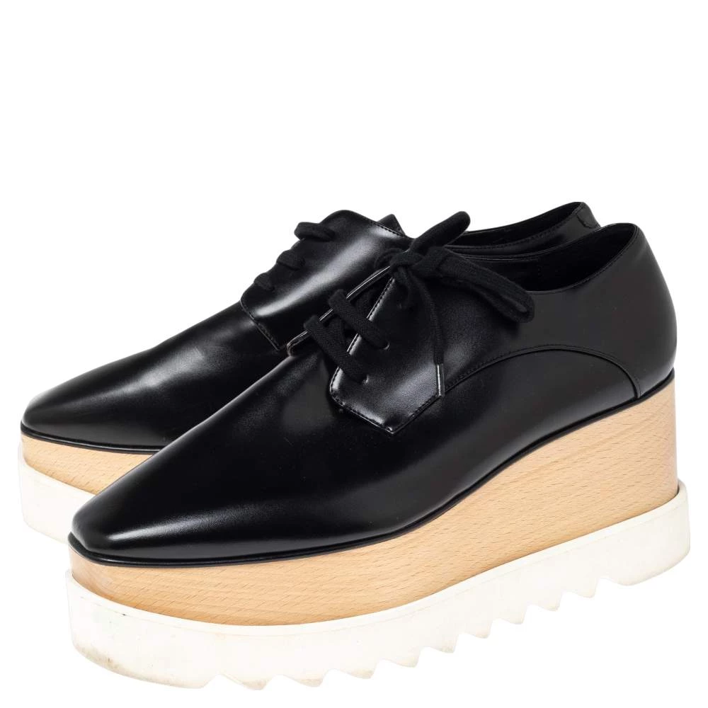 Stella McCartney Black Faux Leather Elyse Platform Sneakers Size 40 For Women 6 Stella McCartney Black Faux Leather Elyse Platform Sneakers Size 40 For Women - Image 4