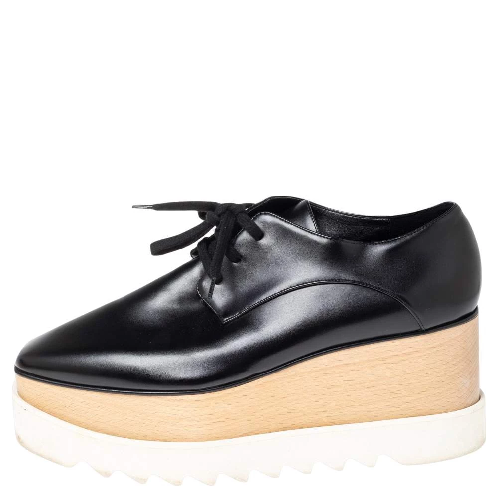 Stella McCartney Black Faux Leather Elyse Platform Sneakers Size 40 For Women 4 Stella McCartney Black Faux Leather Elyse Platform Sneakers Size 40 For Women - Image 2