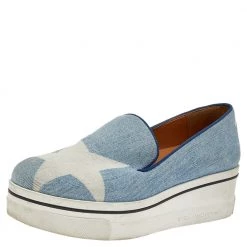 Stella McCartney Blue Denim Binx Slip On Sneakers Size 38 For Women