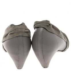 Stella McCartney Grey Faux Suede And Faux Leather Pointed Toe Pumps Size 36 For Women -Stella McCartney Sales luxury women stella mccartney used shoes p504039 005