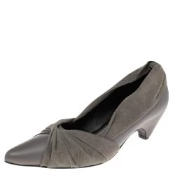 Stella McCartney Grey Faux Suede And Faux Leather Pointed Toe Pumps Size 36 For Women