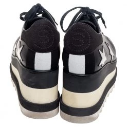 Stella McCartney Black Faux Leather Elyse Star Platform Lace Up Sneakers Size 35 For Women -Stella McCartney Sales luxury women stella mccartney used shoes p504890 002