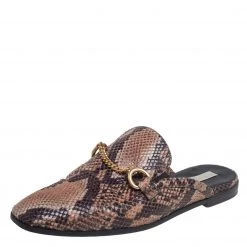 Stella McCartney Brown Faux Python Flats Size 37.5 For Women