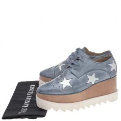 Stella McCartney Blue Faded Effect Faux Leather Elyse Star Platform Lace Up Derby Size 36.5 For Women -Stella McCartney Sales luxury women stella mccartney used shoes p508493 001