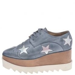 Stella McCartney Blue Faded Effect Faux Leather Elyse Star Platform Lace Up Derby Size 36.5 For Women -Stella McCartney Sales luxury women stella mccartney used shoes p508493 005