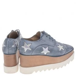 Stella McCartney Blue Faded Effect Faux Leather Elyse Star Platform Lace Up Derby Size 36.5 For Women -Stella McCartney Sales luxury women stella mccartney used shoes p508493 007
