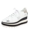 Stella McCartney White Faux Leather Elyse Star Platform Lace Up Sneakers Size 37.5 For Women -Stella McCartney Sales luxury women stella mccartney used shoes p509221 003