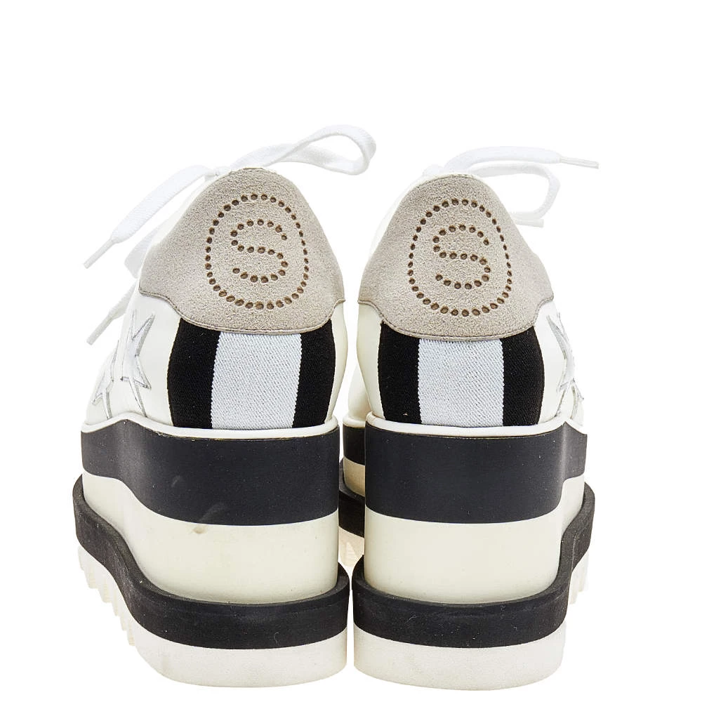 Stella McCartney White Faux Leather Elyse Star Platform Lace Up Sneakers Size 37.5 For Women 7 Stella McCartney White Faux Leather Elyse Star Platform Lace Up Sneakers Size 37.5 For Women - Image 5