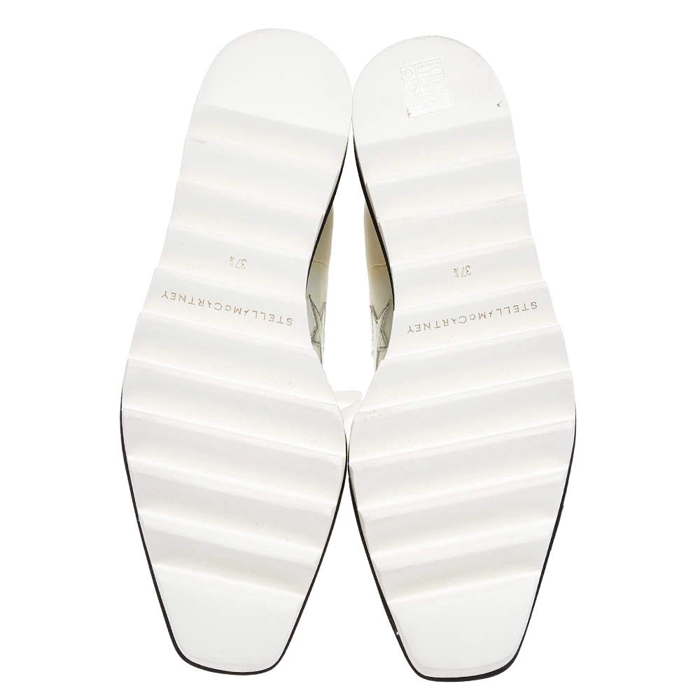 Stella McCartney White Faux Leather Elyse Star Platform Lace Up Sneakers Size 37.5 For Women 8 Stella McCartney White Faux Leather Elyse Star Platform Lace Up Sneakers Size 37.5 For Women - Image 6
