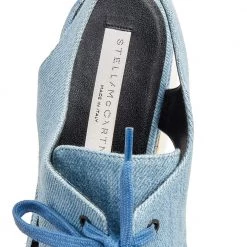 Stella McCartney Blue Cutout Denim Elyse Lace Up Platform Derby Size 37.5 For Women -Stella McCartney Sales luxury women stella mccartney used shoes p511155 002
