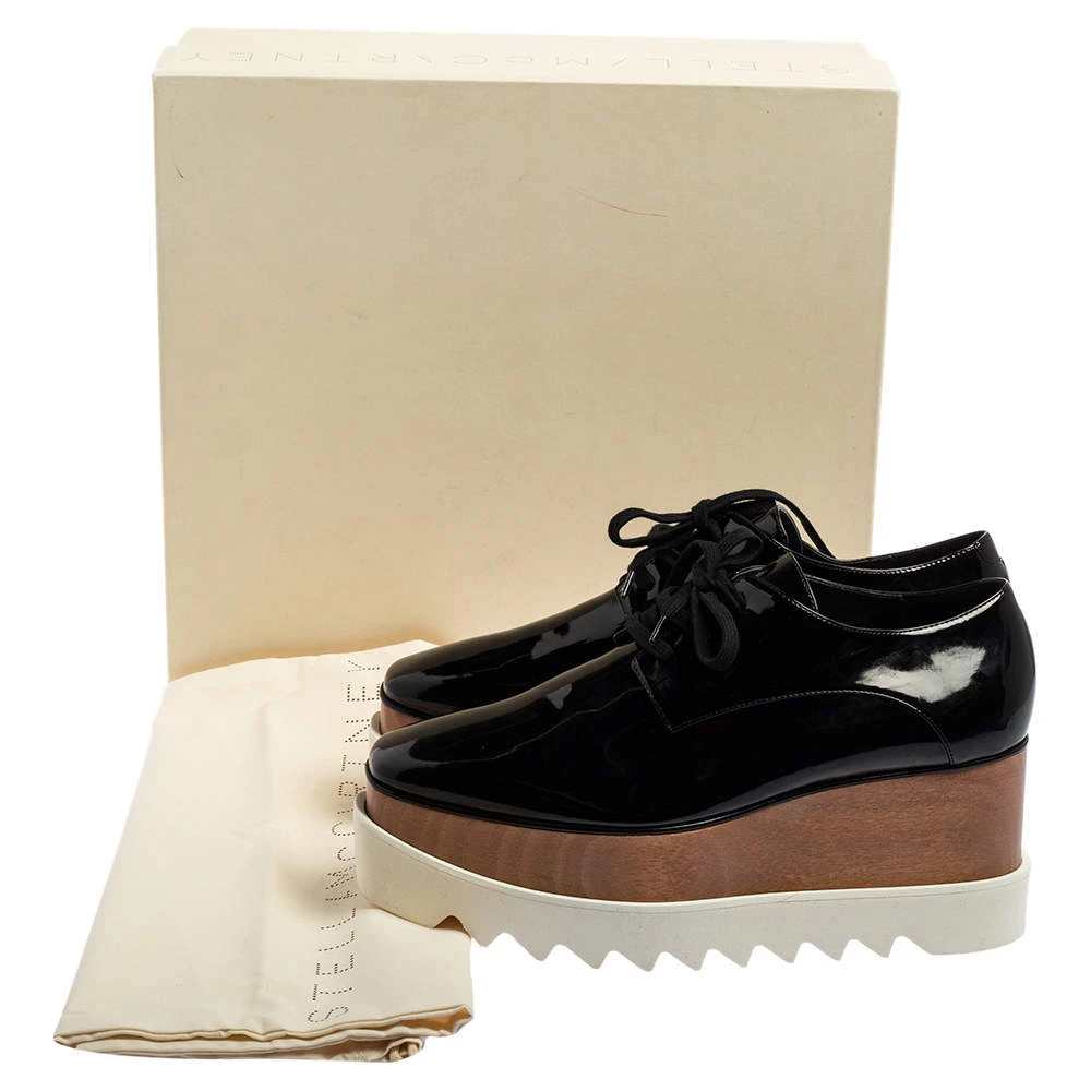 Stella McCartney Black Faux Patent Leather Elyse Platform Derby Size 38 For Women 10 Stella McCartney Black Faux Patent Leather Elyse Platform Derby Size 38 For Women - Image 8