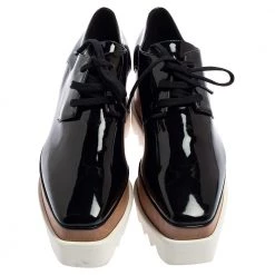 Stella McCartney Black Faux Patent Leather Elyse Platform Derby Size 38 For Women 12 Stella McCartney Black Faux Patent Leather Elyse Platform Derby Size 38 For Women -Stella McCartney Sales luxury women stella mccartney used shoes p512338 004