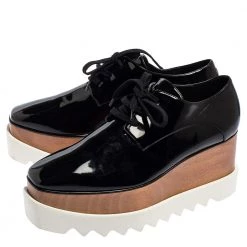 Stella McCartney Black Faux Patent Leather Elyse Platform Derby Size 38 For Women 13 Stella McCartney Black Faux Patent Leather Elyse Platform Derby Size 38 For Women -Stella McCartney Sales luxury women stella mccartney used shoes p512338 005
