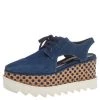 Stella McCartney Blue Cut Out Denim Elyse Lace Up Platform Oxfords Size 35 For Women -Stella McCartney Sales luxury women stella mccartney used shoes p514804 002