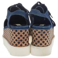 Stella McCartney Blue Cut Out Denim Elyse Lace Up Platform Oxfords Size 35 For Women -Stella McCartney Sales luxury women stella mccartney used shoes p514804 003