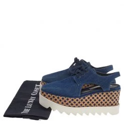 Stella McCartney Blue Cut Out Denim Elyse Lace Up Platform Oxfords Size 35 For Women -Stella McCartney Sales luxury women stella mccartney used shoes p514804 005