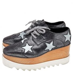 Stella McCartney Metallic Faux Suede Elyse Star Platform Derby Size 37 For Women -Stella McCartney Sales luxury women stella mccartney used shoes p515497 006