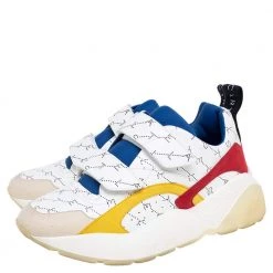 Stella McCartney White Faux Leather And Faux Suede Eclypse Velcro Strap Low Top Sneakers Size 41 For Women -Stella McCartney Sales luxury women stella mccartney used shoes p519413 001