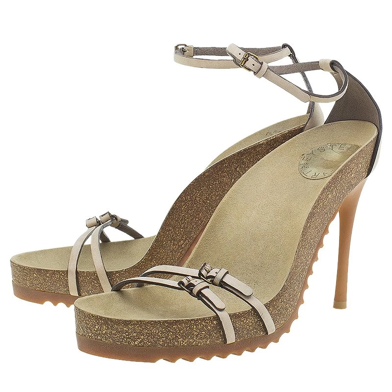 Stella McCartney Beige Cork Double Buckle Strap Sandals Size 38 For Women 6 Stella McCartney Beige Cork Double Buckle Strap Sandals Size 38 For Women - Image 4