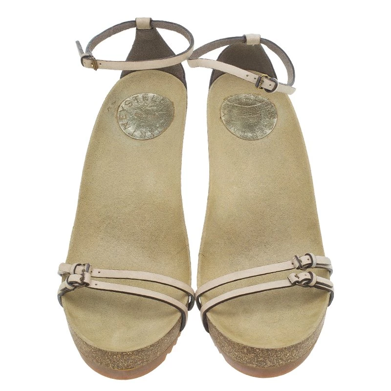 Stella McCartney Beige Cork Double Buckle Strap Sandals Size 38 For Women 8 Stella McCartney Beige Cork Double Buckle Strap Sandals Size 38 For Women - Image 6