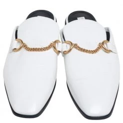 Stella McCartney White Faux Patent Leather Chain Slide Mules Size 40 For Women -Stella McCartney Sales luxury women stella mccartney used shoes p521765 008