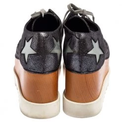 Stella McCartney Metallic Grey Faux Suede Elyse Star Platform Derby Size 38.5 For Women -Stella McCartney Sales luxury women stella mccartney used shoes p521846 005