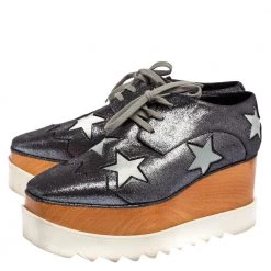 Stella McCartney Metallic Grey Faux Suede Elyse Star Platform Derby Size 38.5 For Women -Stella McCartney Sales luxury women stella mccartney used shoes p521846 006