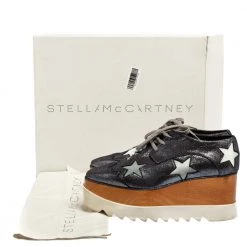 Stella McCartney Metallic Grey Faux Suede Elyse Star Platform Derby Size 38.5 For Women -Stella McCartney Sales luxury women stella mccartney used shoes p521846 008